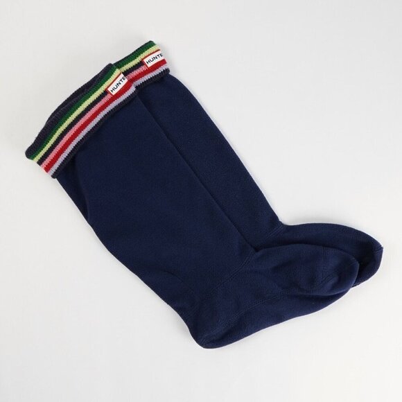 Hunter Navy Fleece Striped Cuff Boot Liner Socks - Size M/L - Picture 1 of 4